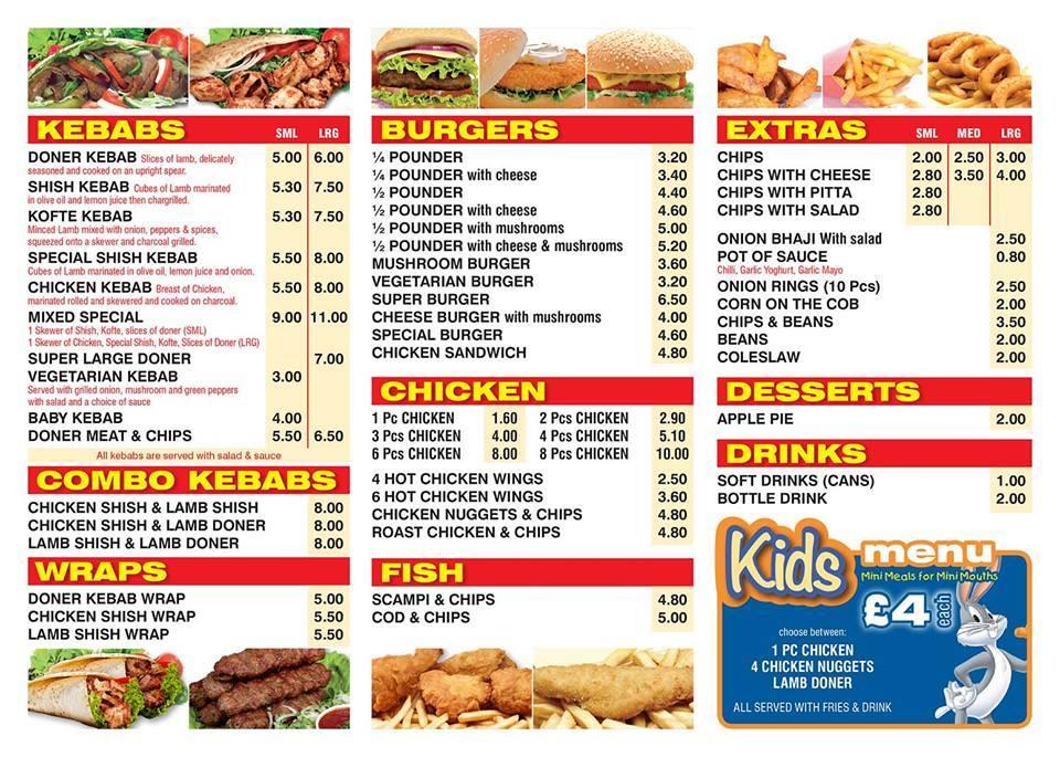 Menu at KEBAB HOUSE restaurant, Axminster