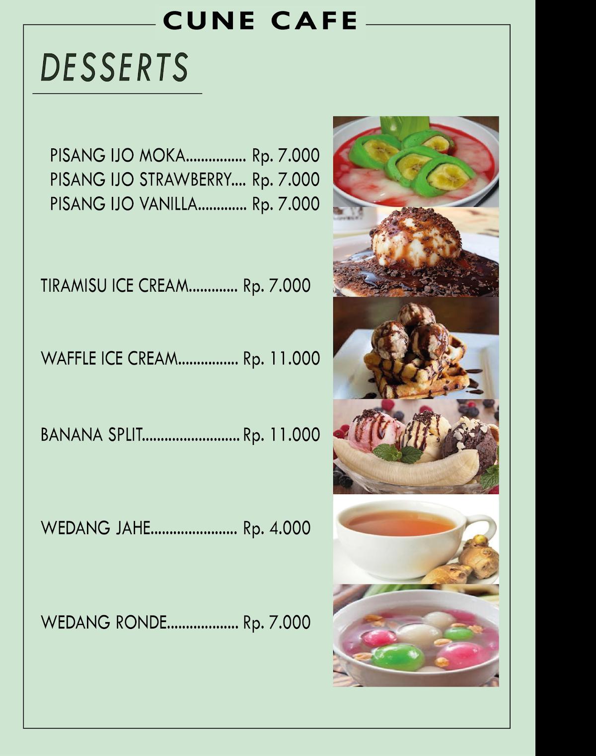 Menu At Cune Cafe Resto Bandung