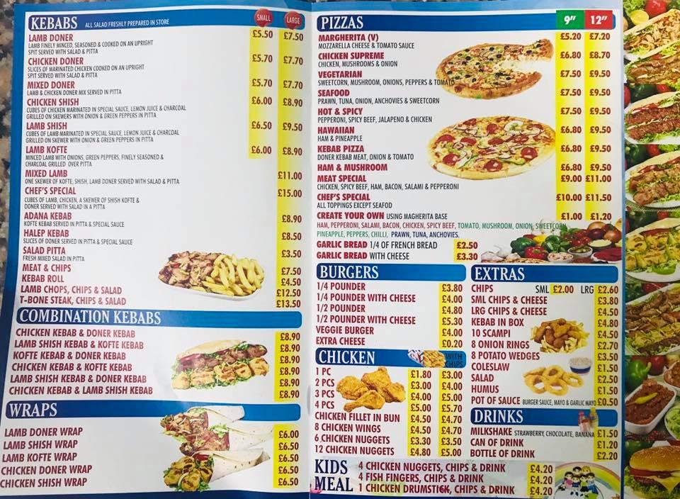 Menu at Abi's Takeaway fast food, Wickford