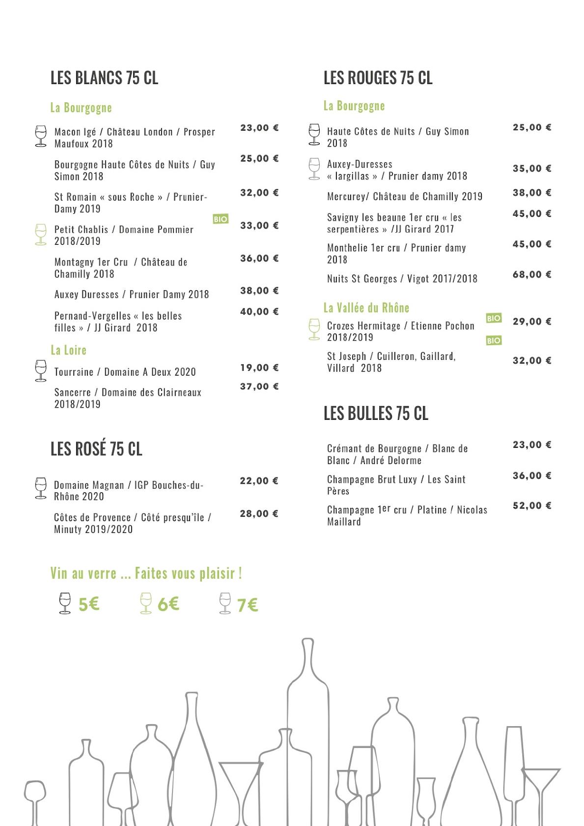 Menu au La Table Du Carré restaurant, Marey-lès-Fussey