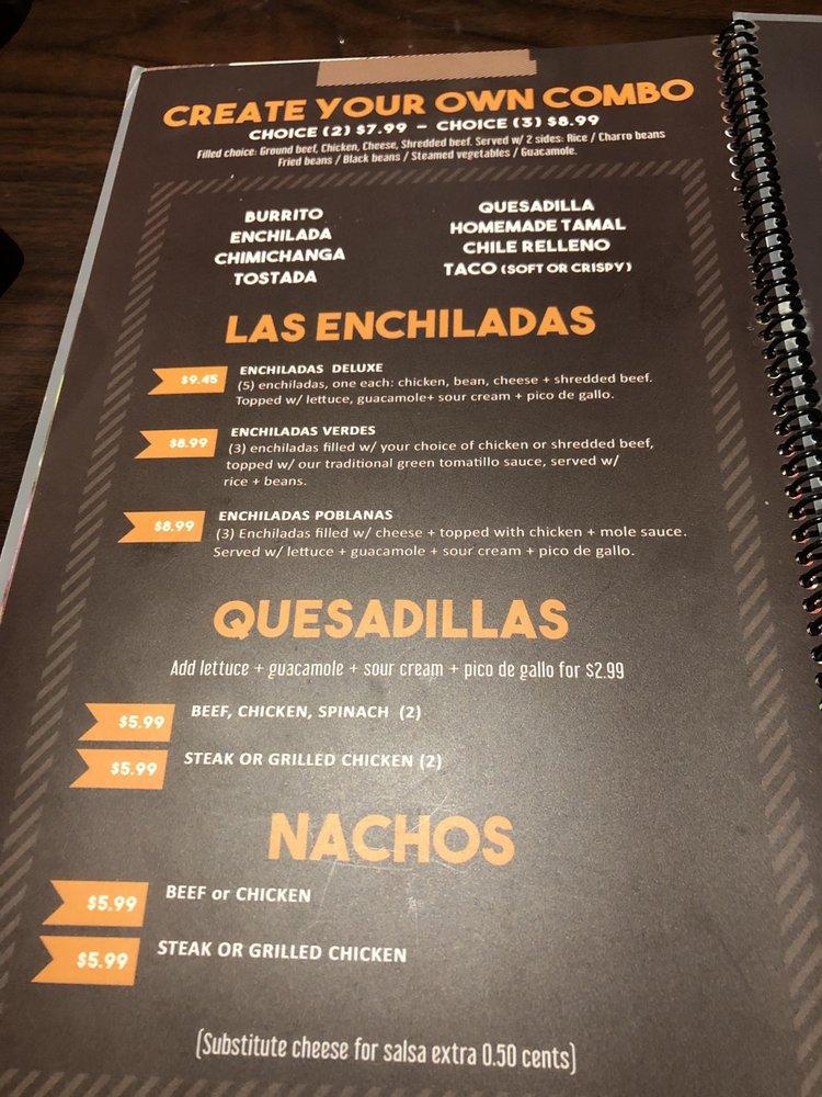 Menu at El Tequila restaurant, Tulsa, S Harvard Ave