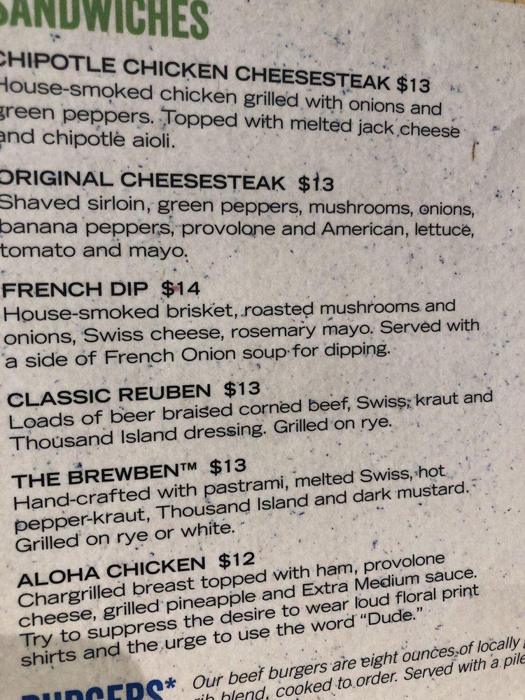 Menu at Fat Head's Brewery restaurant, Canton