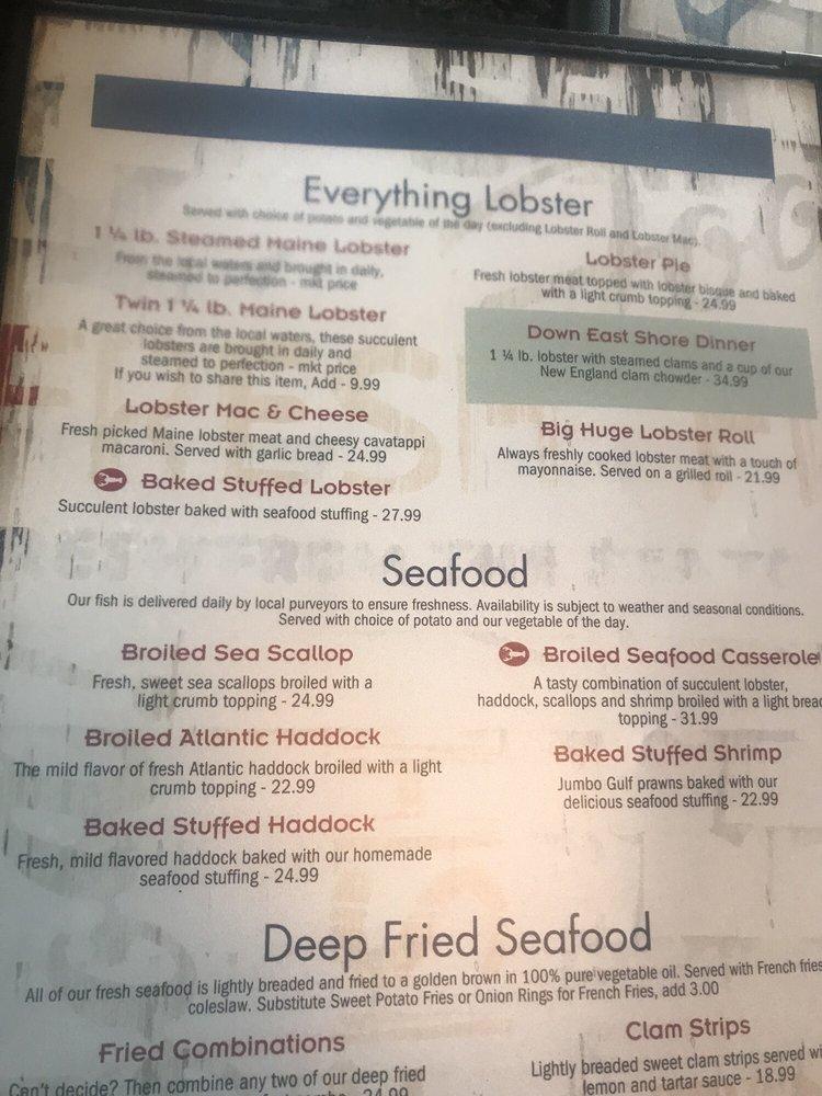 Menu at Lobster Cove restaurant, York, 756 York St
