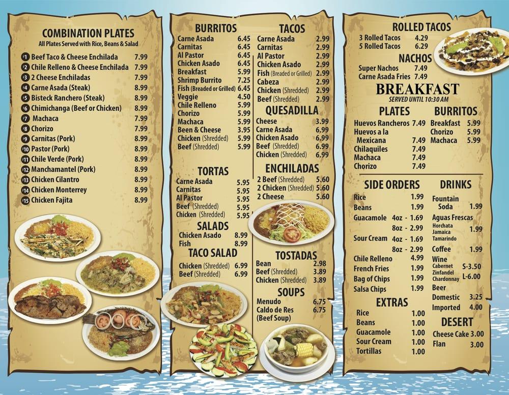 Menu at Cancun Mexican and Seafood restaurant, Encinitas