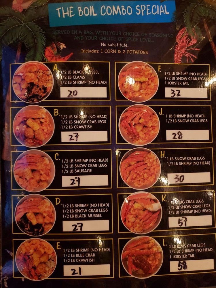 Menu at The Boil Cajun Seafood restaurant, Chicago