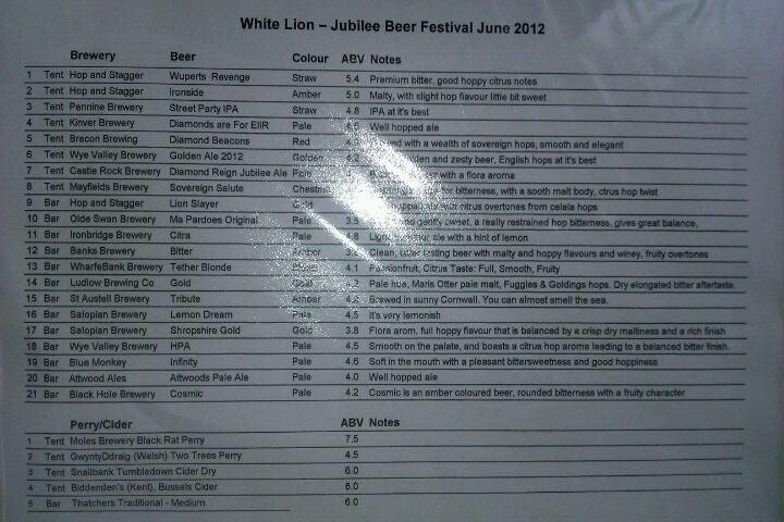 Menu at White Lion Brew Tap pub & bar, Bridgnorth