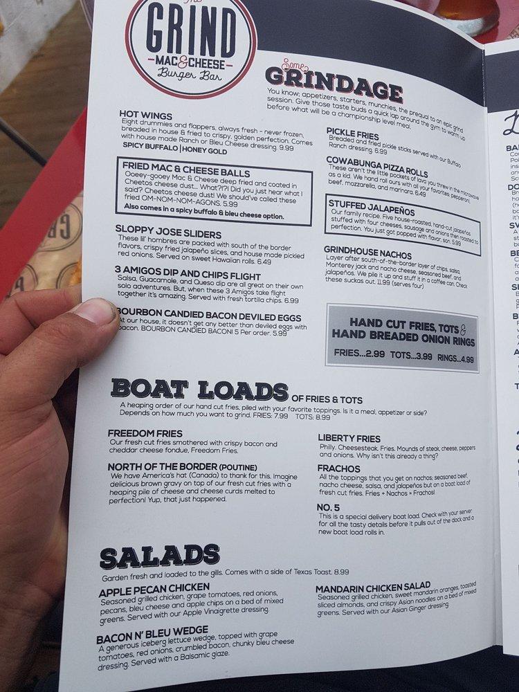 Menu at The Grind restaurant, Martin
