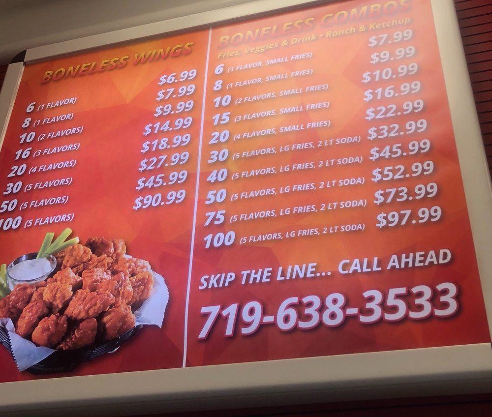 Carta del restaurante Wing It Citidel mall, Colorado Springs