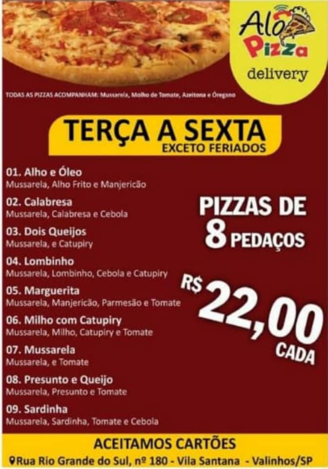 Menu em Alo Pizza pizzaria, Valinhos