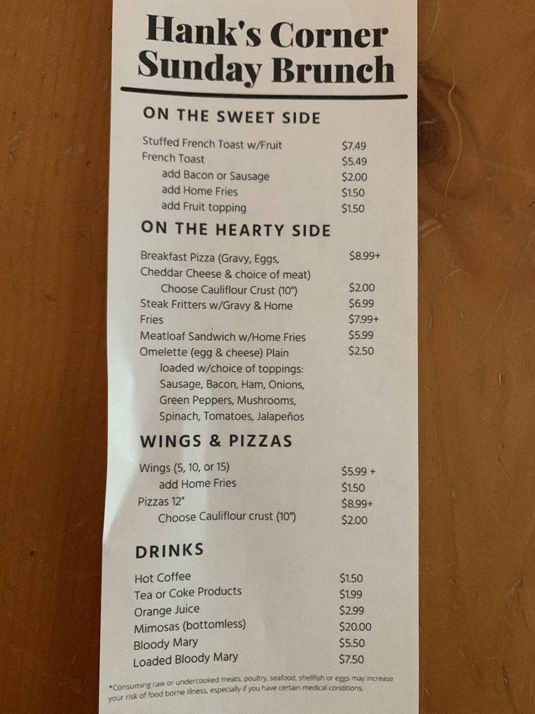 Menu at Hank's Corner Grille pub & bar, Tracy City