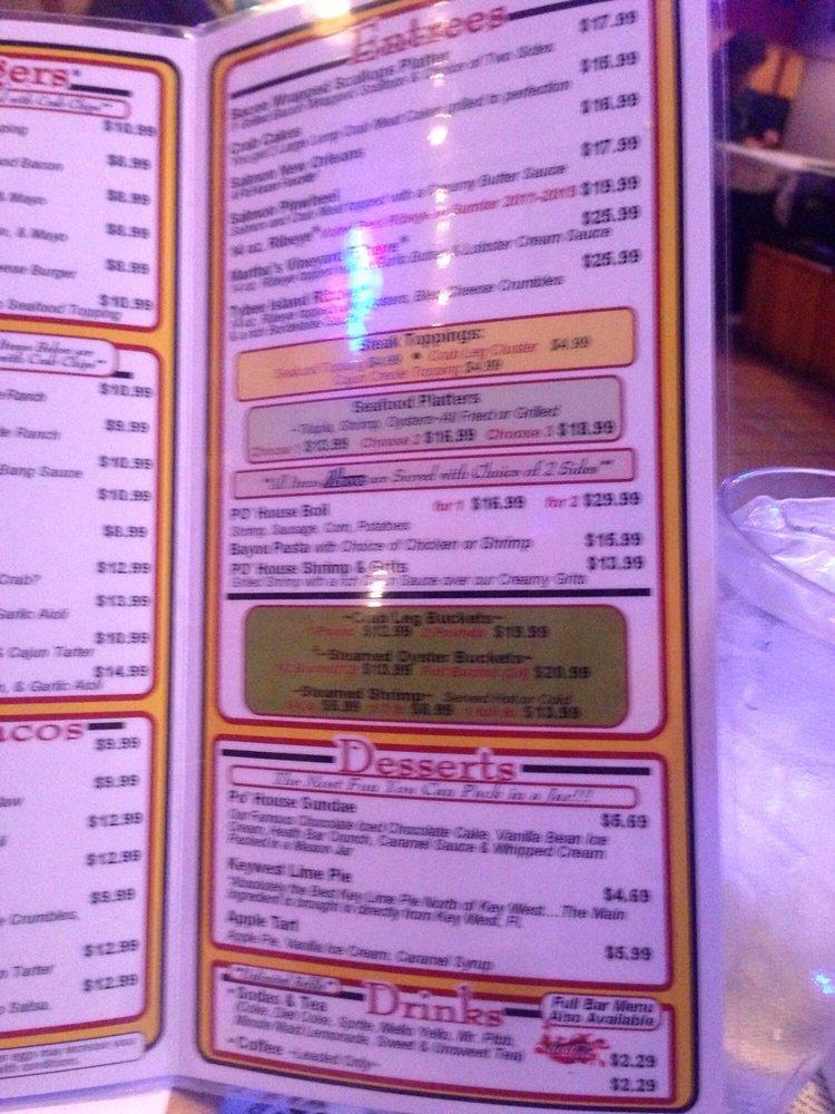 Menu at Palmetto Oyster House restaurant, Sumter