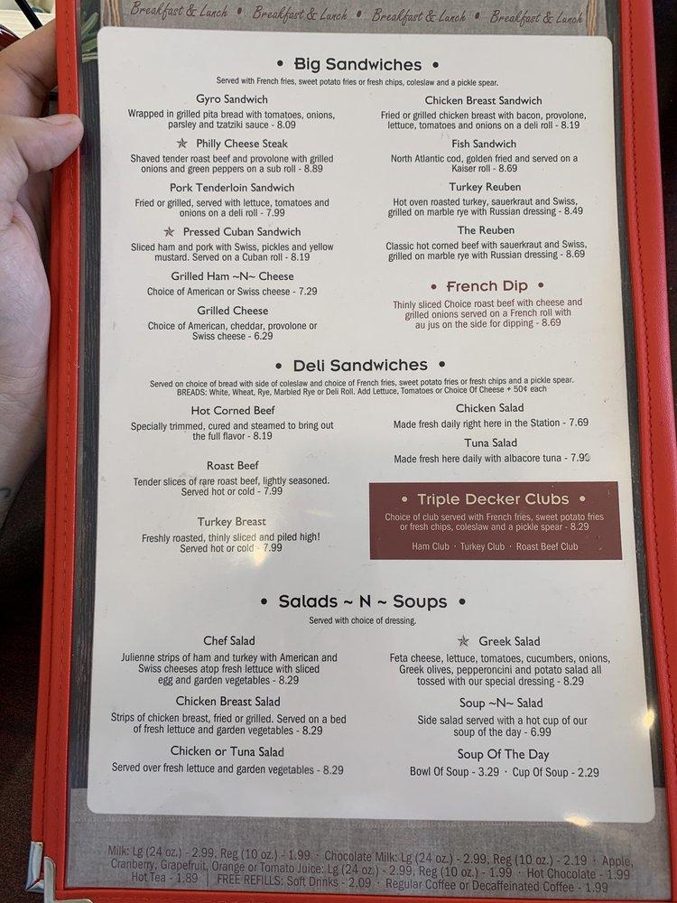 Menu at Davenport Diner restaurant, Davenport, US Hwy 27