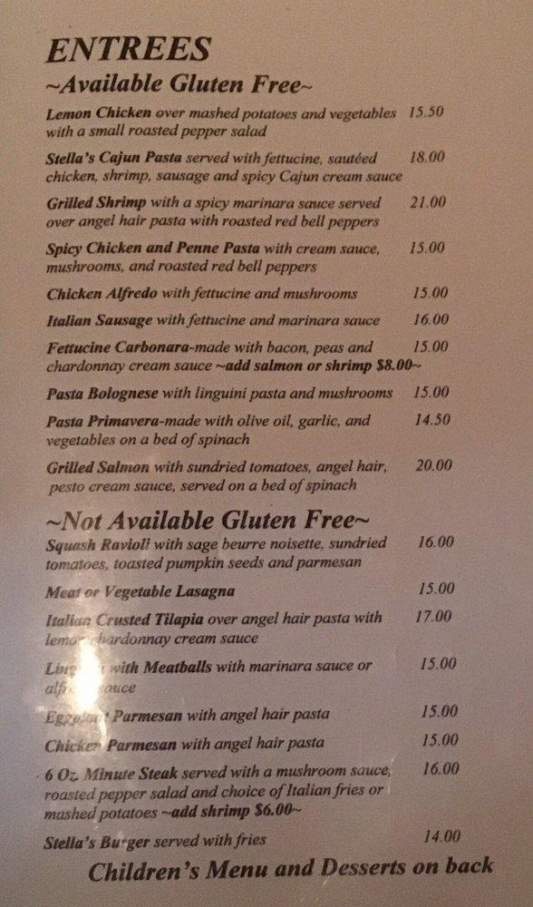 Menu at Stella's Italian Restaurant, Taos