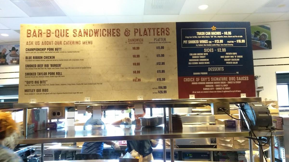 Menu at Guy's BarBQue Joint, Atlantic City