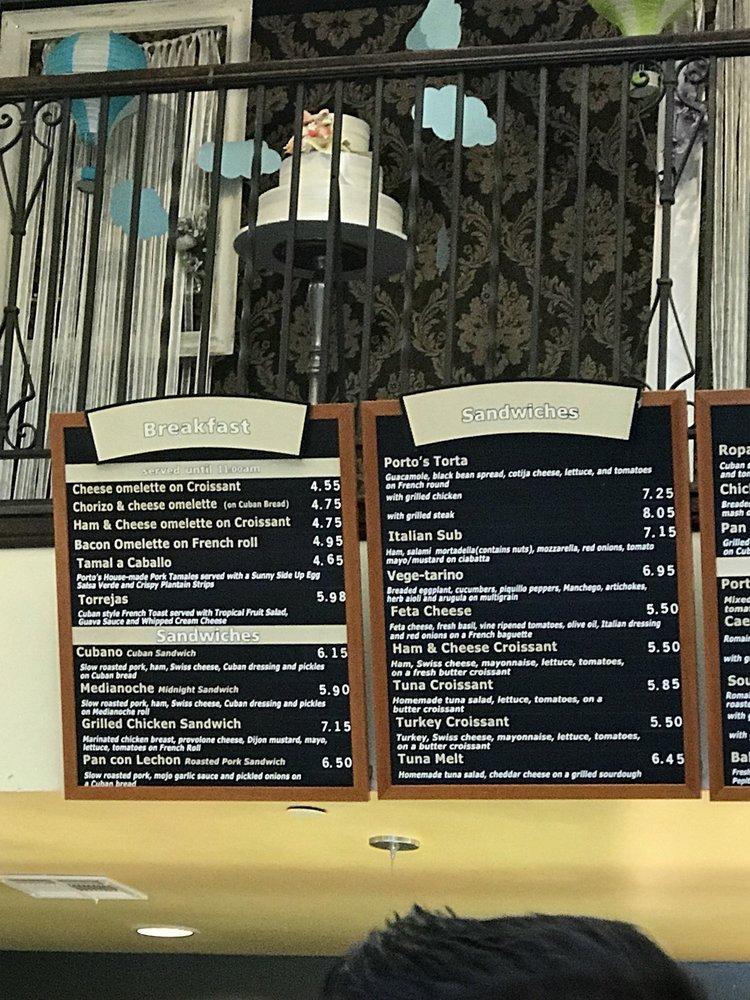 Menu at Porto's Bakery and Cafe, Glendale