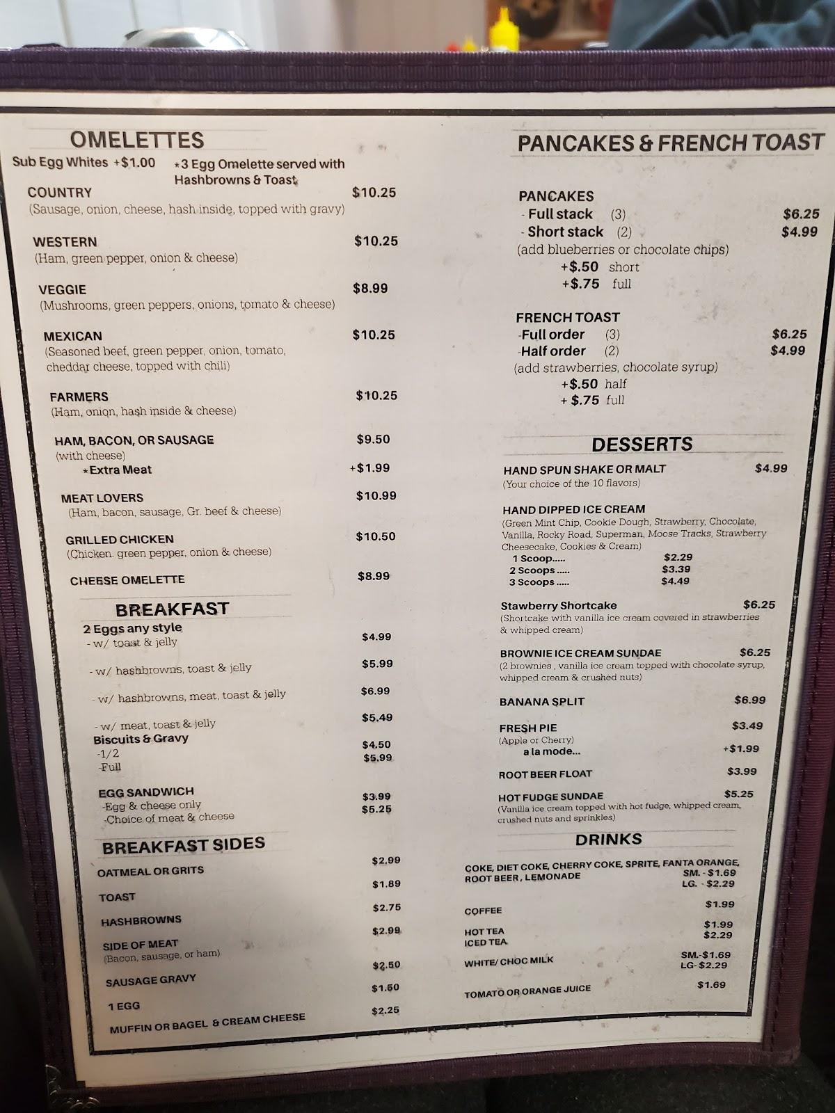 Carta de Country Ranch Family Restaurant & Ice Cream Parlor, Morrice