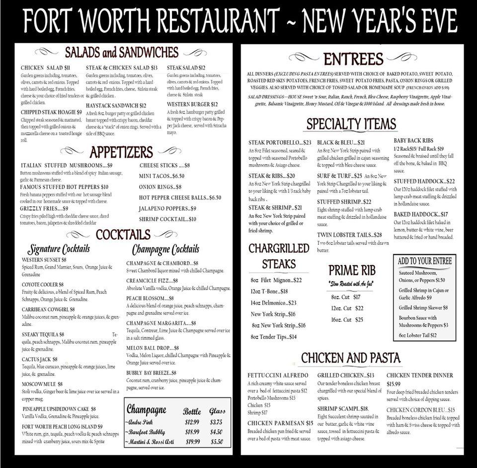 Menu at Fort Worth Restaurant, DuBois