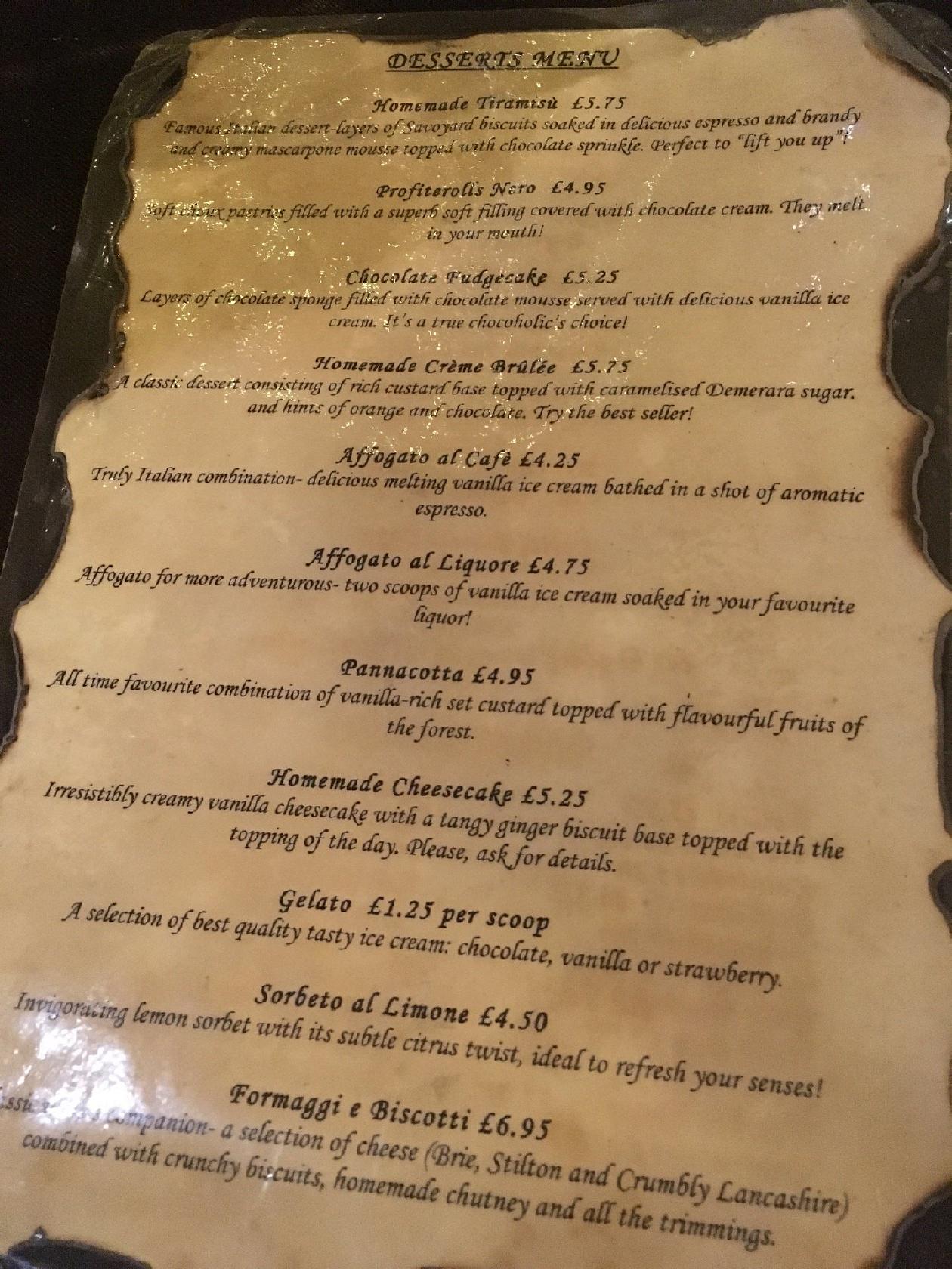 Menu at Lugana Restaurant, Astley