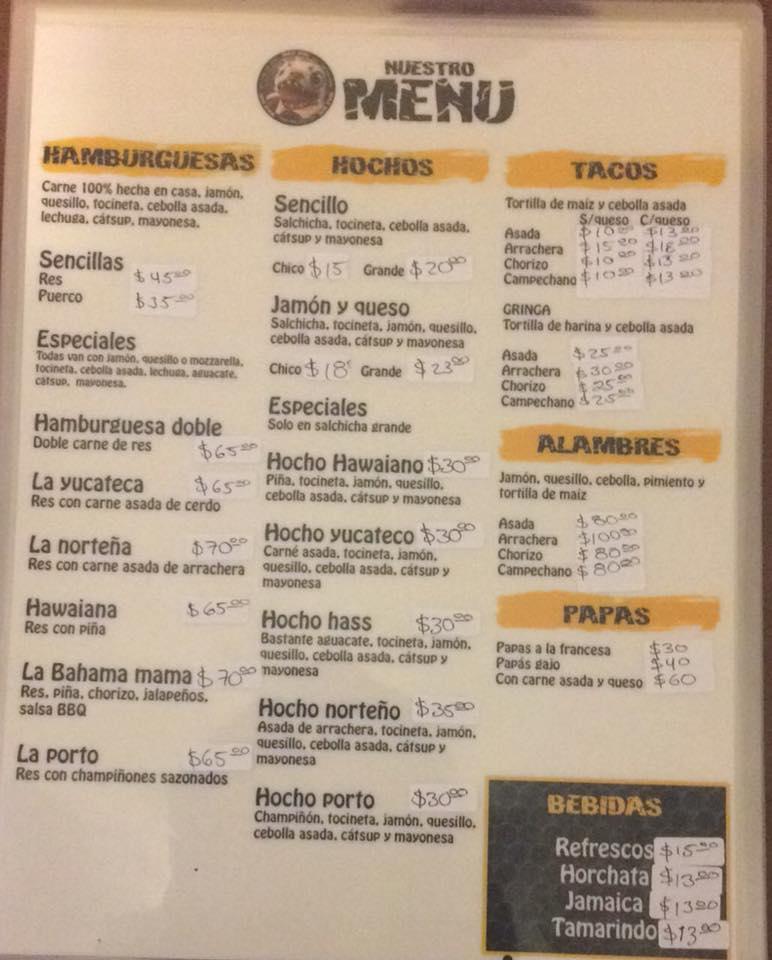 Menu at MAD DOG “Hot dogs, hamburguesas y más” restaurant, Cancún