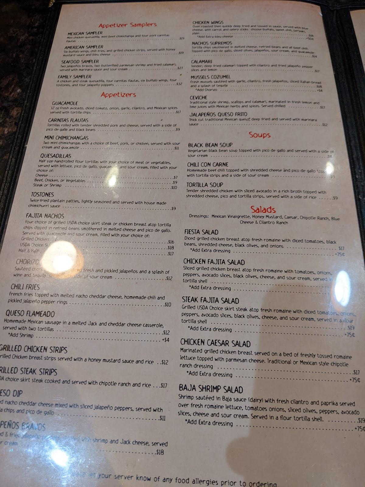 Menu at Jalapeños Mexican Bar & Grill, Glen Rock