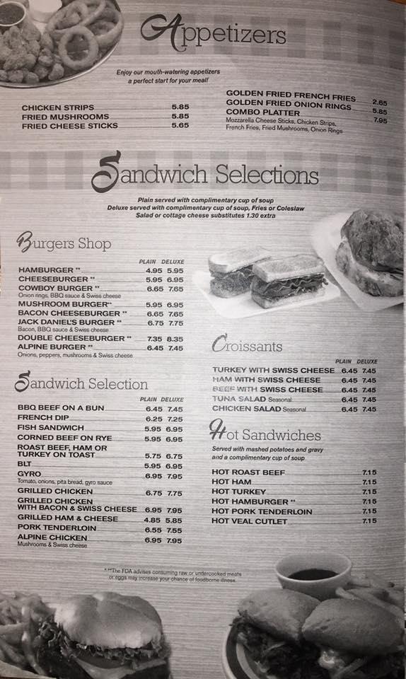 Menu at Nora's Restaurant, Horicon
