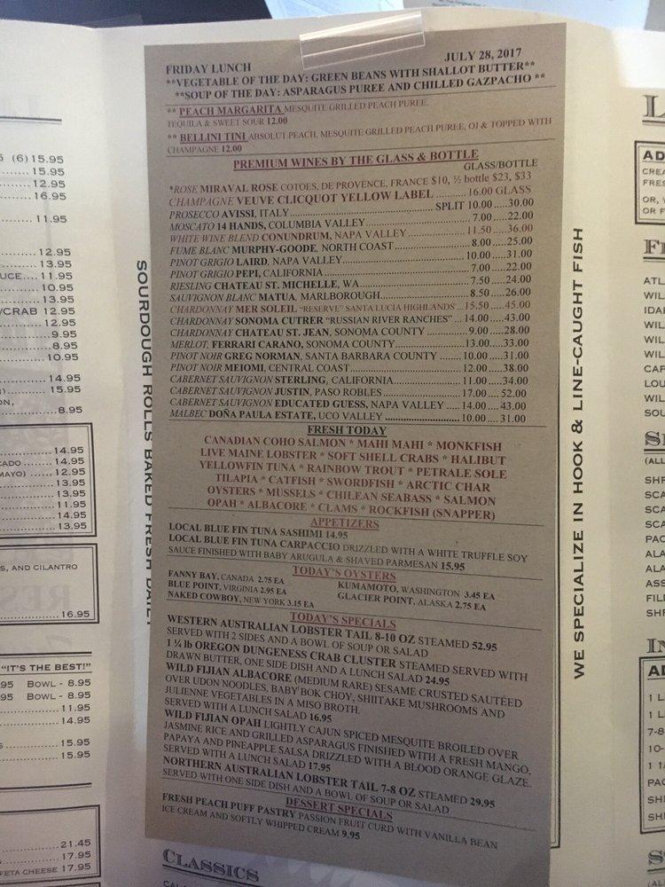Menu at Original Fish Co. restaurant, Los Alamitos