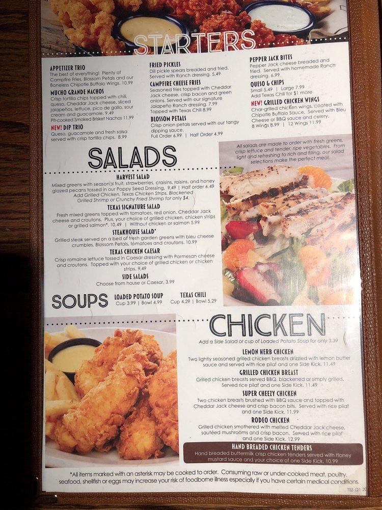 Menu at Texas Steakhouse & Saloon, Morrisville