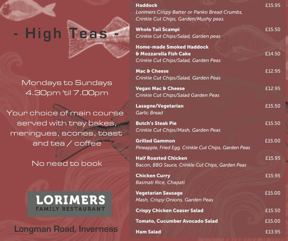 Menu at Lorimers Family Restaurant, Inverness, 1820 Longman Rd
