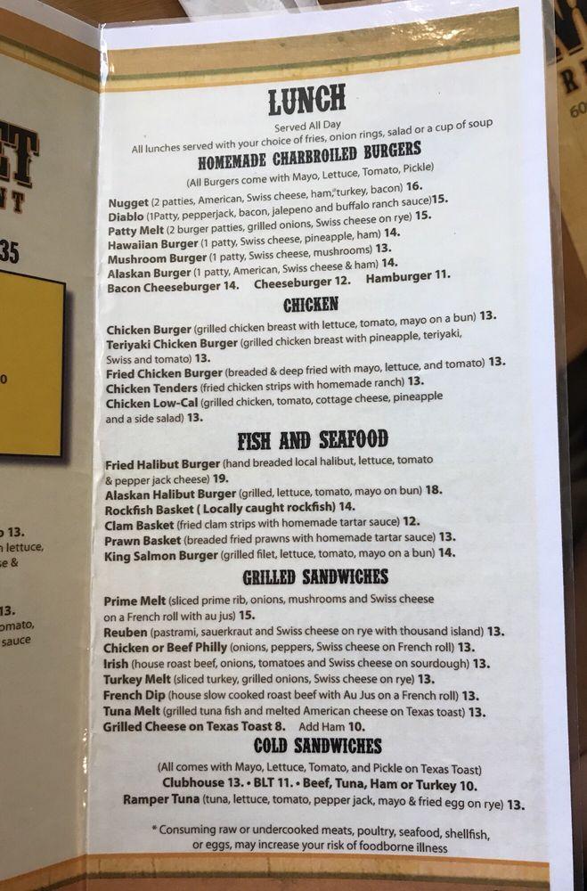 Menu at Nugget Restaurant, Sitka