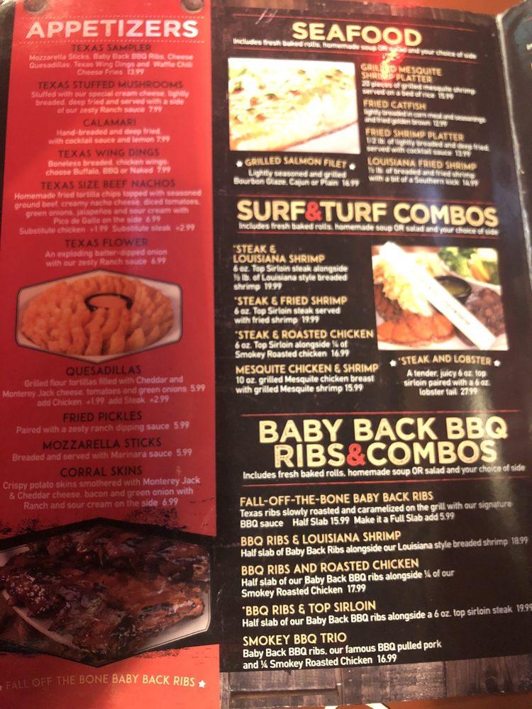 Menu at Texas Corral BBQ, Martinsville