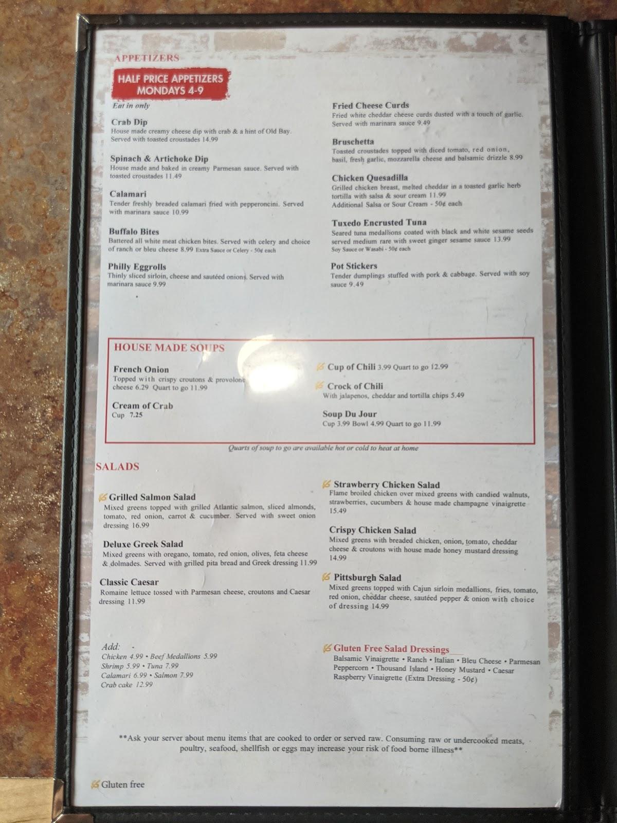 Menu At Crimson American Grill Restaurant, York