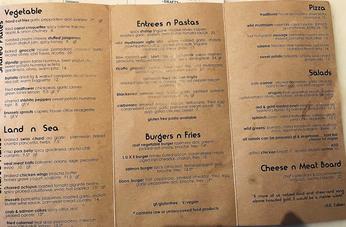 Menu at Luxe Kitchen & Lounge pizzeria, Cleveland