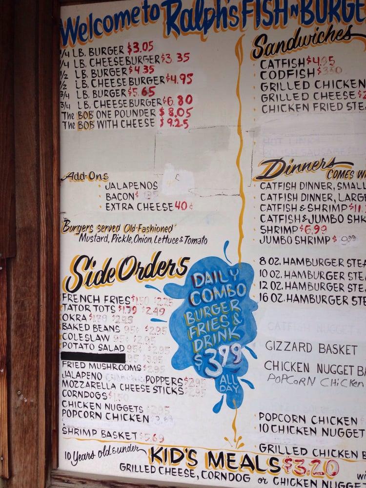 Menu at Ralph's Hot and Juicy Burgers restaurant, Tulsa