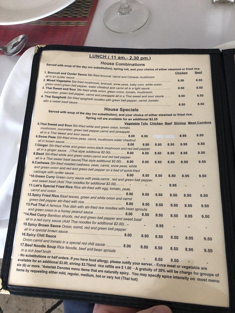 Menu At Lek s Taste Of Thailand Pub Bar Montgomery