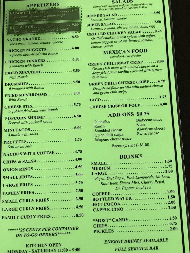 Menu at Safford Bowl restaurant, Safford