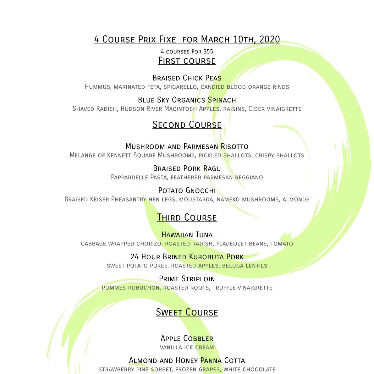 Menu at Verbena BYOB restaurant, Square