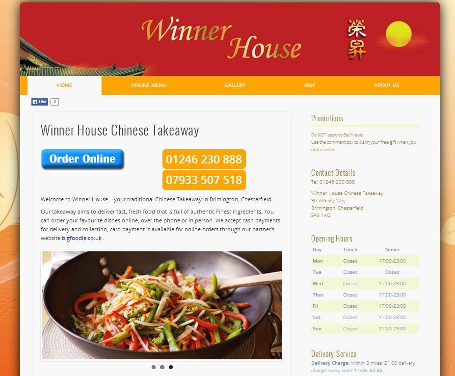 Menu at Winner House restaurant, Chesterfield