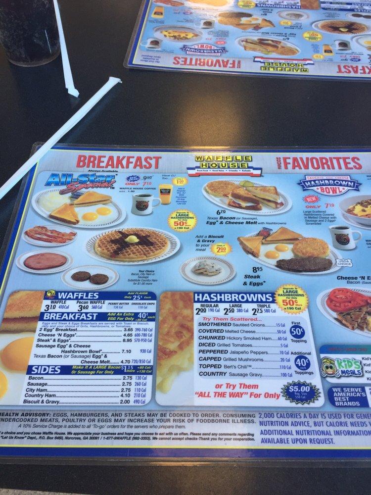 Menu at Waffle House restaurant, Barnesville, 644 Veterans Pkwy