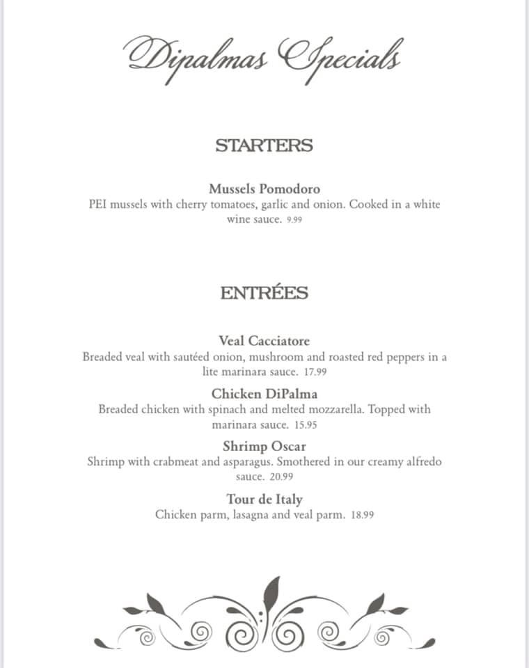 Menu at DiPalma's Restaurant & Pizzeria, Southbury