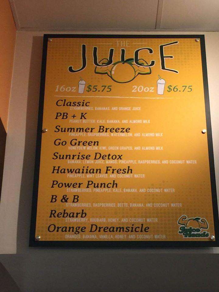 Menu at Juice Heads Smoothie Bar, Noblesville