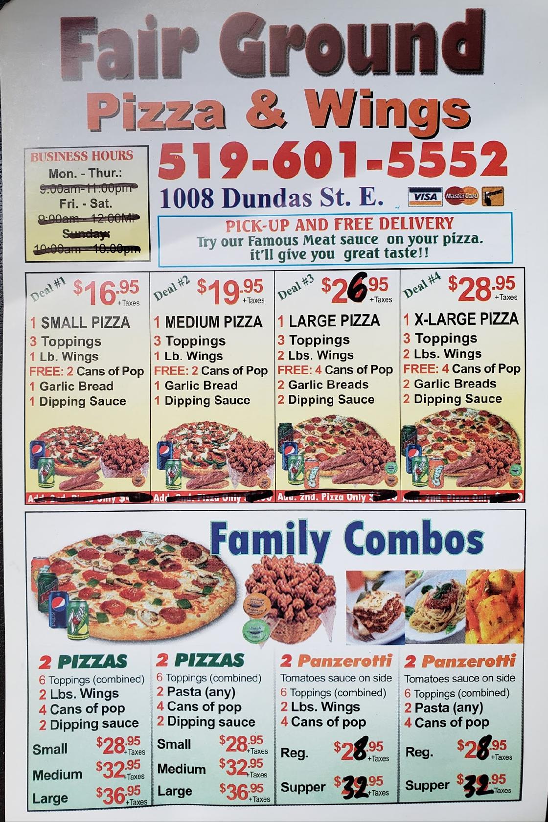 Menu at Fairgrounds PIZZA pizzeria, London
