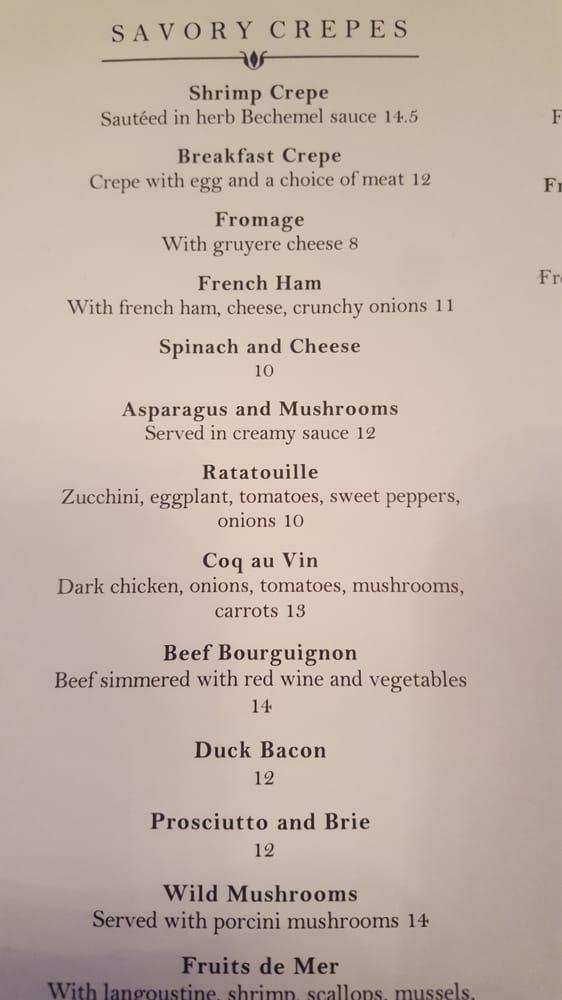 Menu at La Crepe Bistro restaurant, Homer Glen