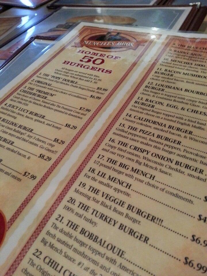 Menu at Menches Brothers Restaurant & Pub, Green