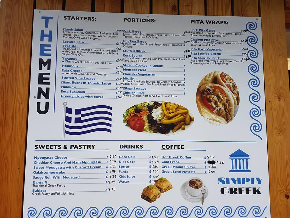 Menu at Simply Greek restaurant, Epsom, 26 South St