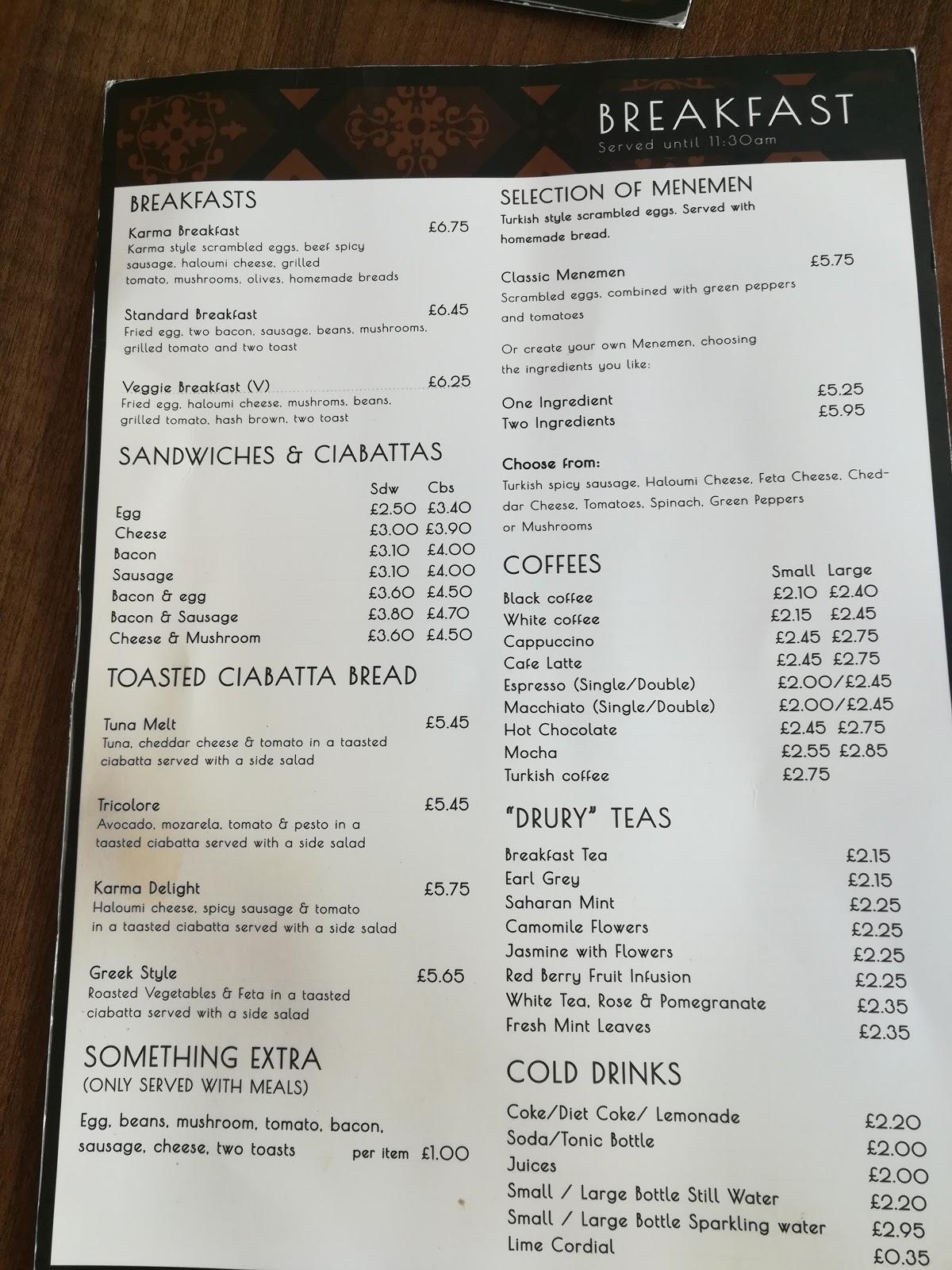 Menu at Karma Cafe & Meze, Broadstone