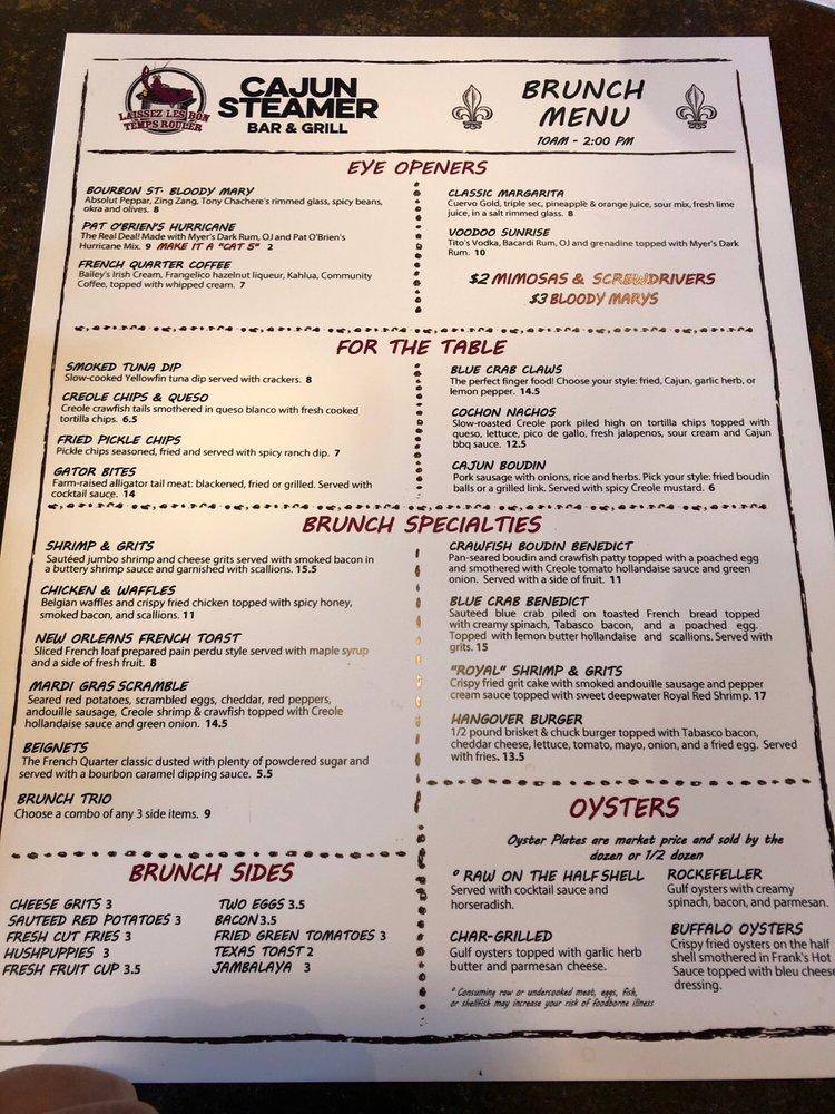 Menu at Cajun Steamer Bar & Grill, Hoover, 180 Main St 200