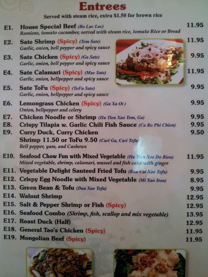 Menu at Saigon Restaurant, Tinley Park