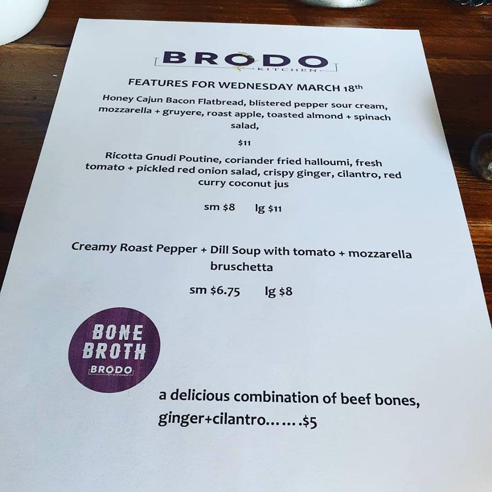 Menu at BRODO Kitchen restaurant, Penticton