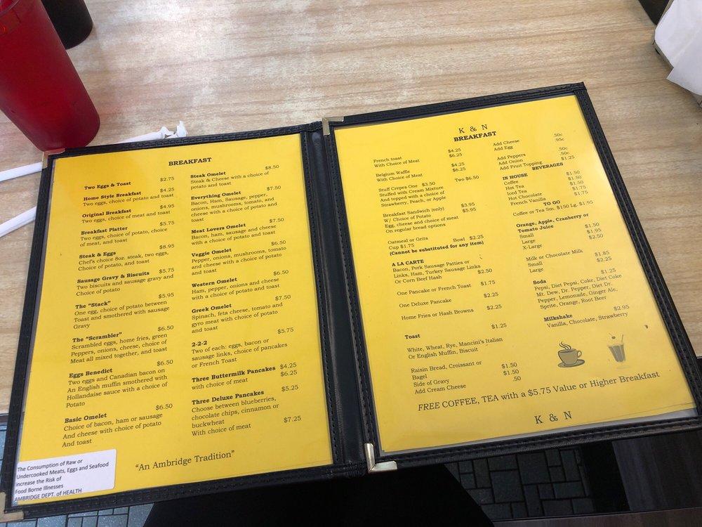 Menu at K & N Restaurant, Ambridge