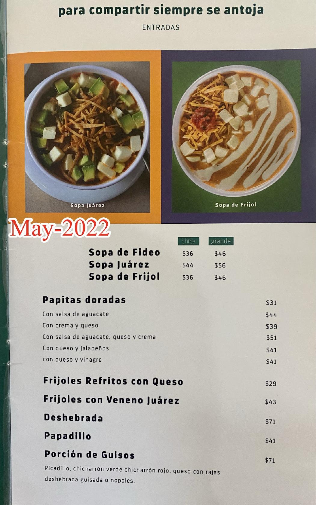 Carta del restaurante Taquería Juárez Sucursal Linda Vista, Guadalupe
